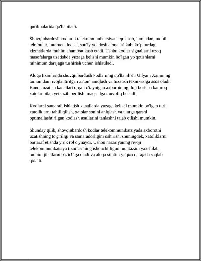 SHOVQINBARDOSH KODLARNI TELEKOMMUNIKATSIYADA QO’LLASH 4