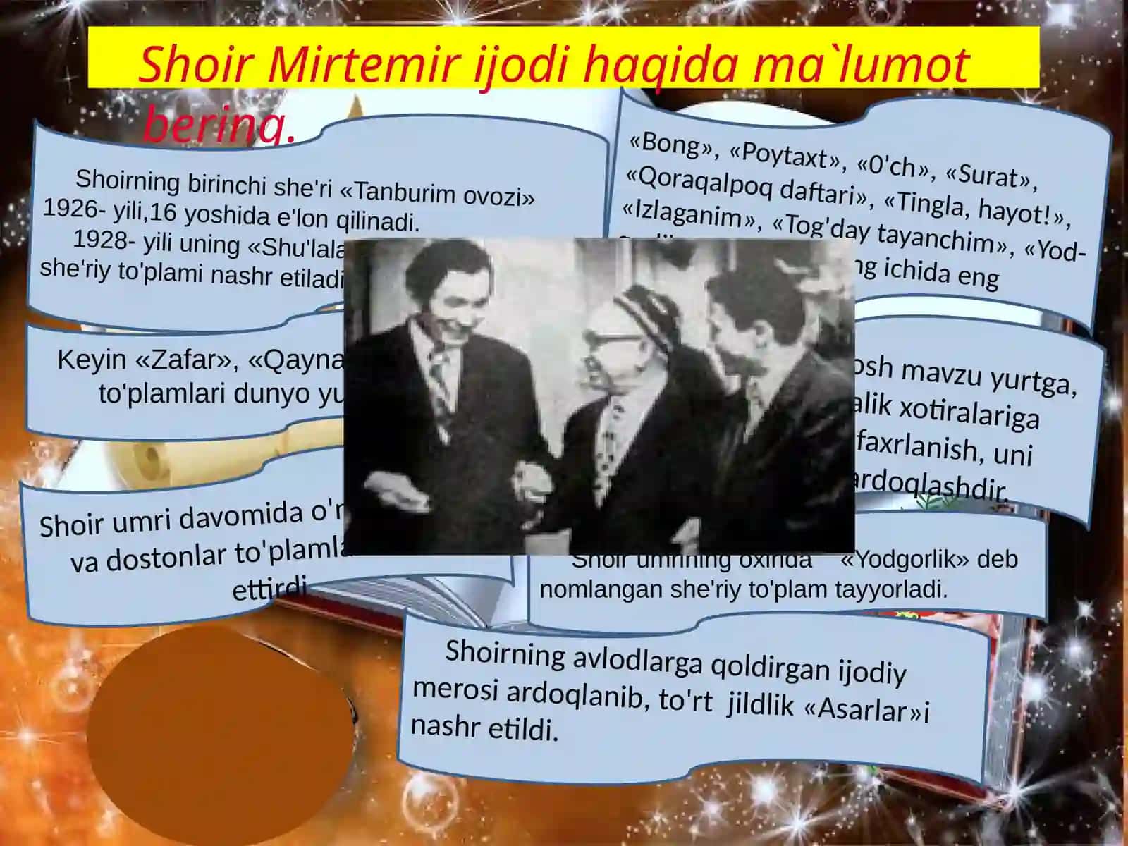 8-sinf Adabiyot fanidan Mirtemir hayoti va ijodi dars ishlanma 4