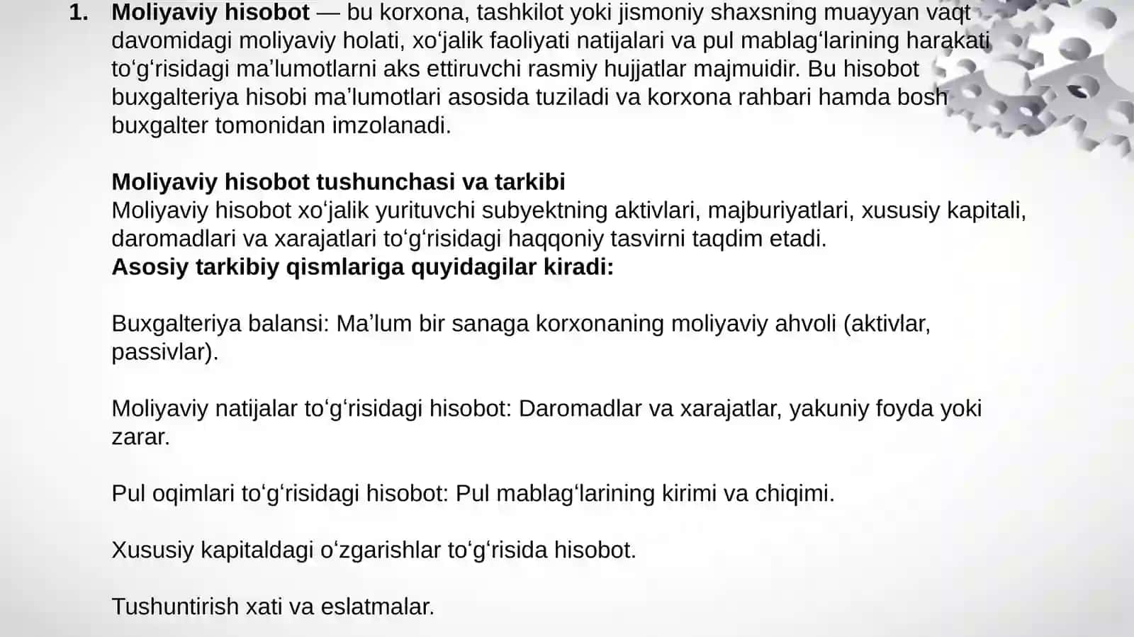 Moliyaviy hisob asoslari fanidan TAQDIMOT 4