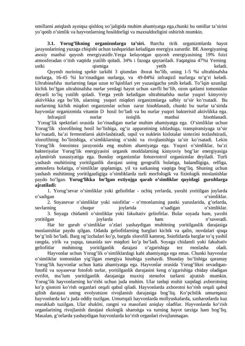Ekologik omillar va ularning tasnifi 4