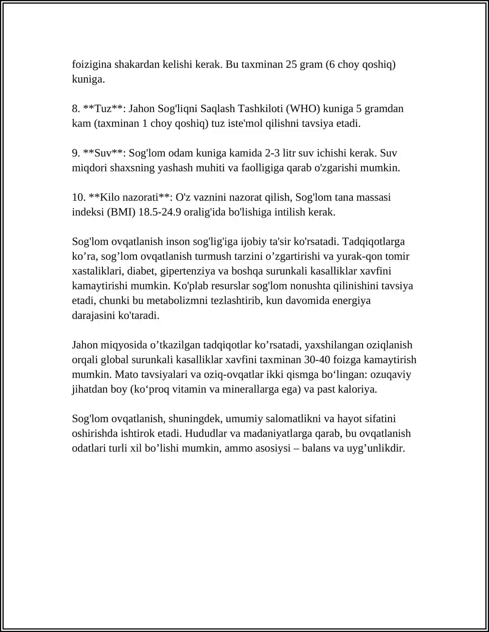 SOG'LOM TURMUSH TARZI 4