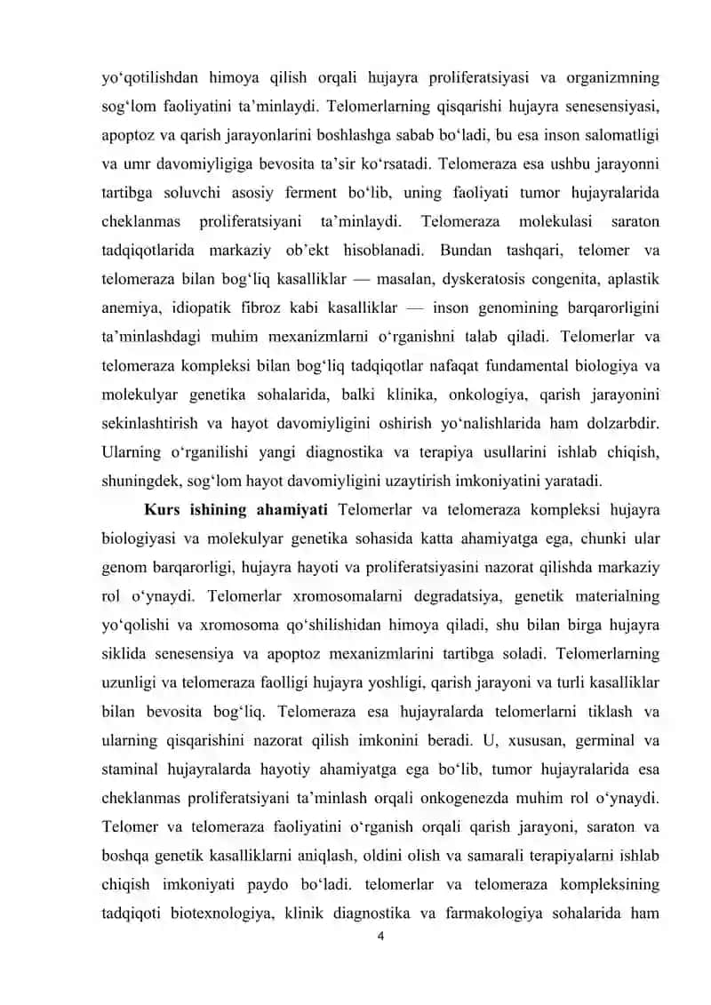 Telomerlar va telomeraza kompleksi 4