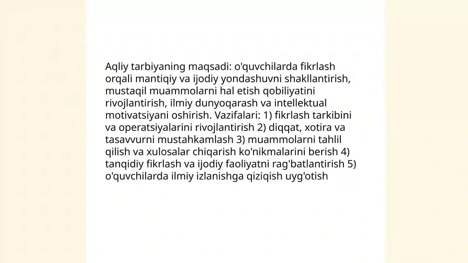 Oʻquvchilarning aqliy tarbiyasi 4