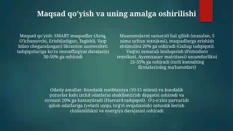 Shaxsning malaka va odatlari 4