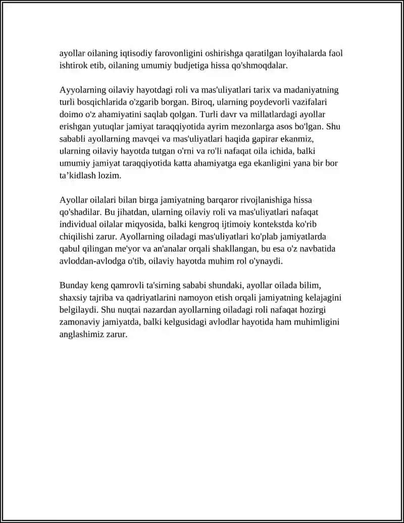 AYYOLARNING JAMIYAT HAYOTIDA TUTGAN O’RNI VA RO’LI 4