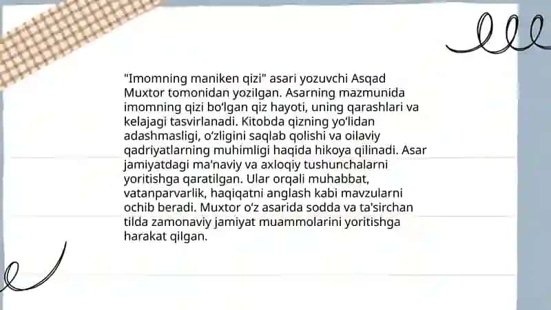 Omina Shenlik o’g’lining Imomning maniken qizi asari 4