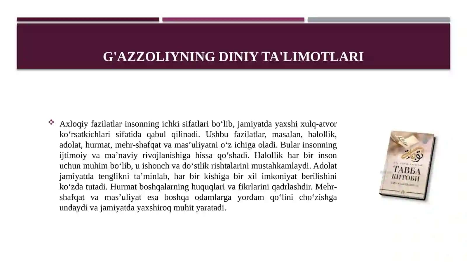 G'azzoliyning tavba asari asosida din va axloq 4