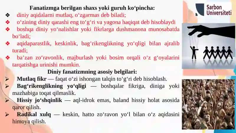 Diniy fanatizm, ekstremizm va fundamentalizmning tarixi hamda rivojlanish bosqichlari 4
