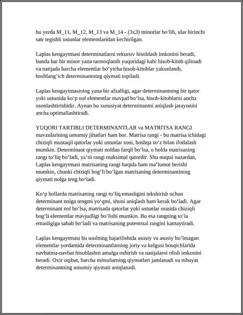 YUQORI TARTIBLI DETERMINANTLAR 4