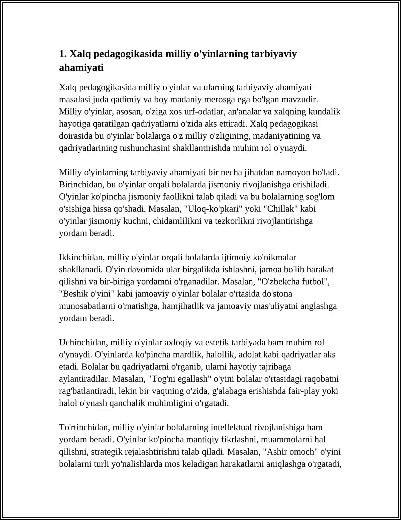 XALQ PEDAGOGIKASIDA MILLIY O`YINLAR VA ULARNING TARBIYAVIY AHAMIYATI.MILLIY MUSIQA QO`SHIQCHILIK TARBIYA VOSITASI SIFATIDA 4