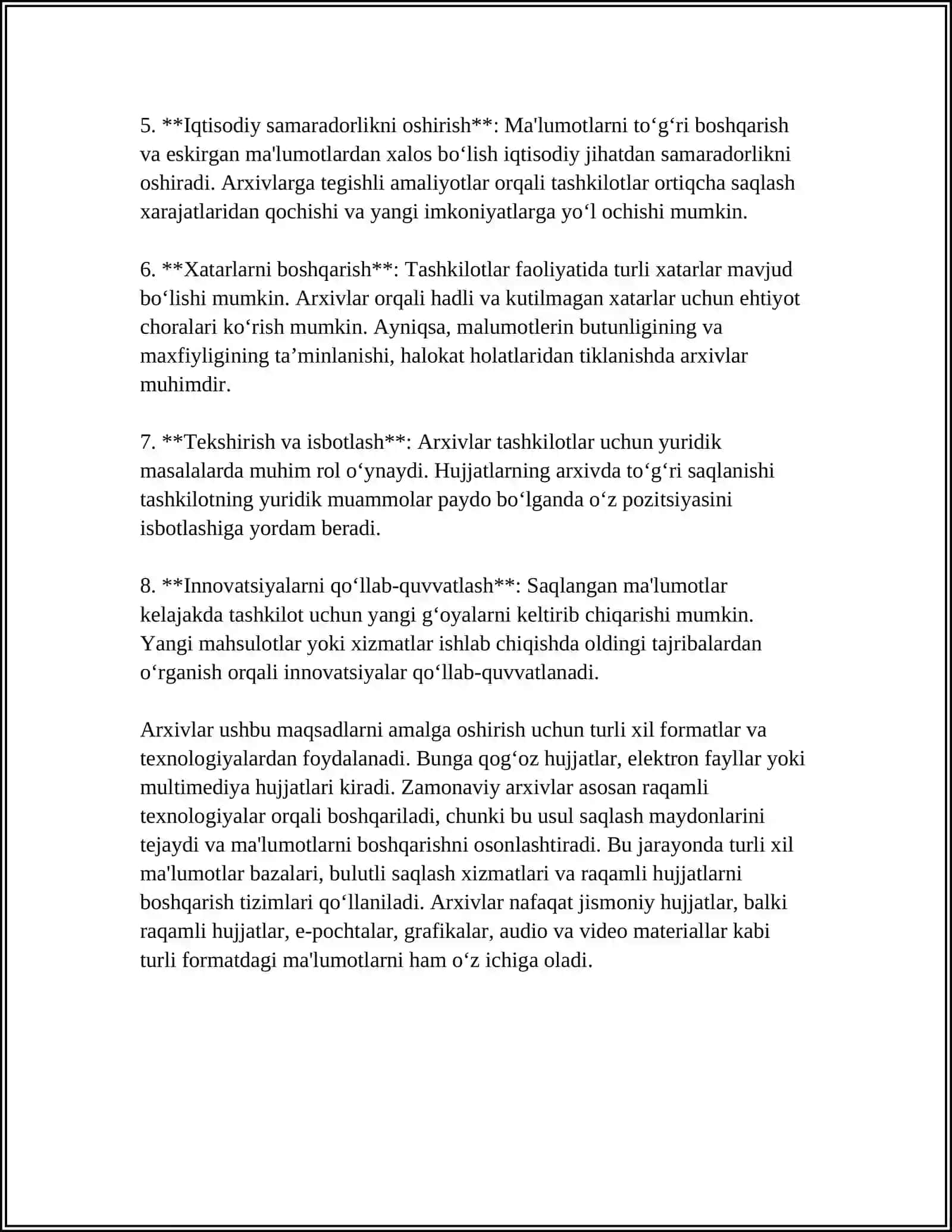 IDORA ARXIVLARINING VAZIFALARI 4