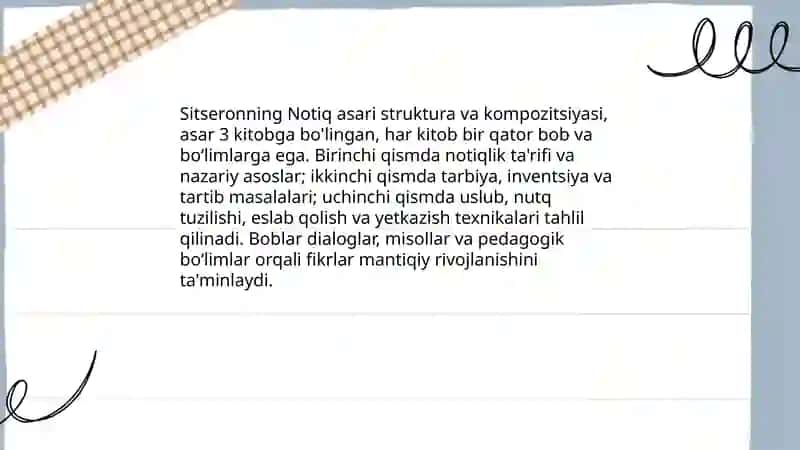 Sitseronning "Notiq" asarini oʻqib oʻrganish 4