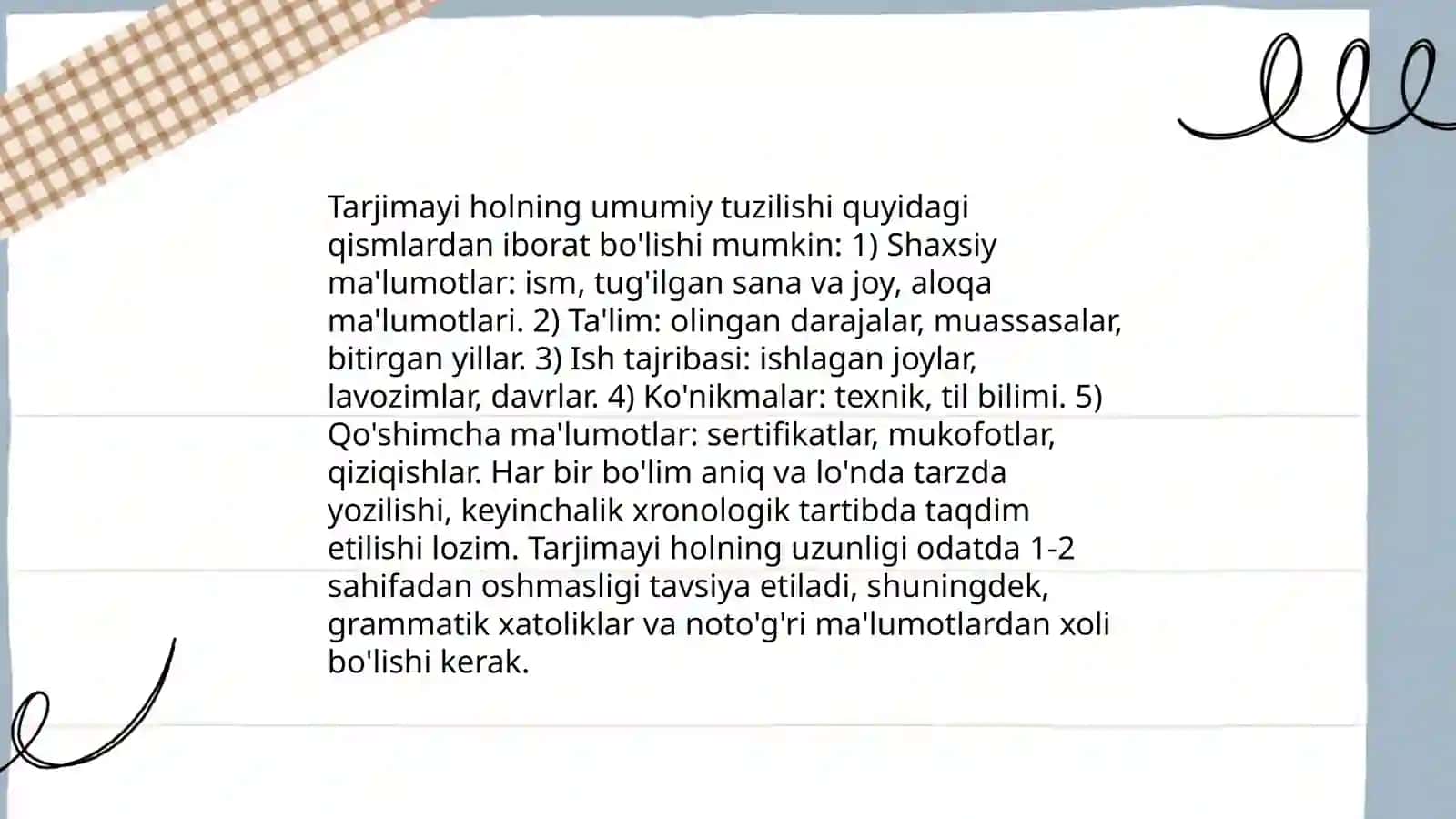 Tarjimayi hol yozishning maqsadi 4
