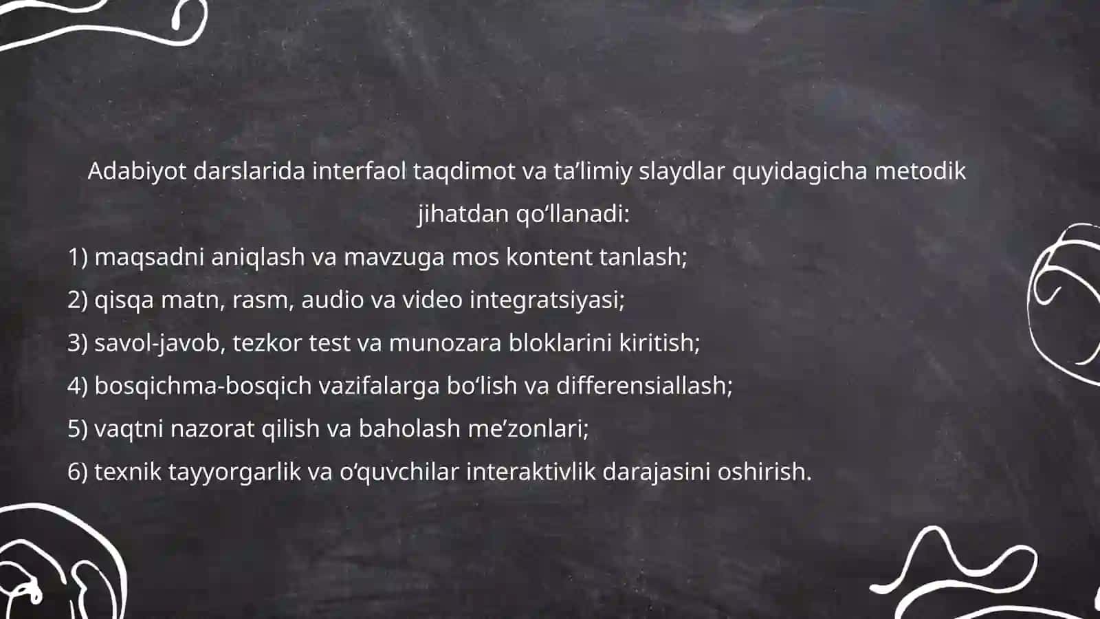O’ZBEK ADABIYOTNI O’QITISH METODIKASI FANIDAN 4