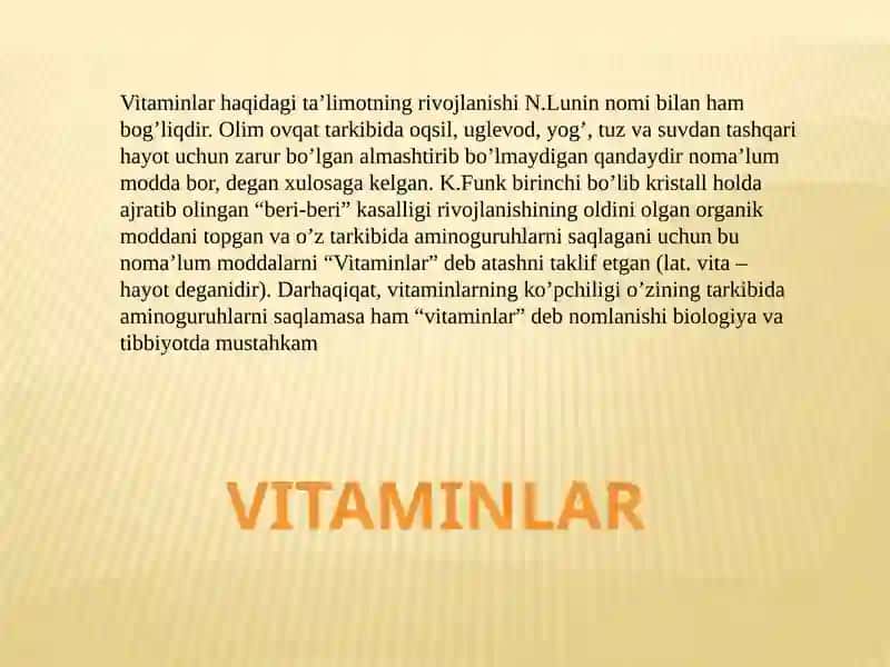 Vitaminlar va ularning organism uchun ahamiyati 4