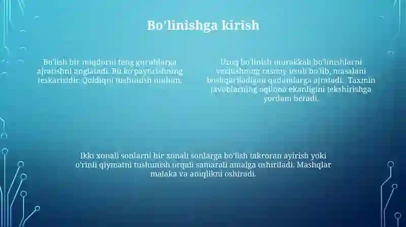 Ikki xonali sonni bir xonali songa boʻlish Normurodova 4