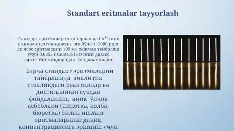 Eritma tarkibidagi Cu ² miqdorini fotometrik aniqlash 4