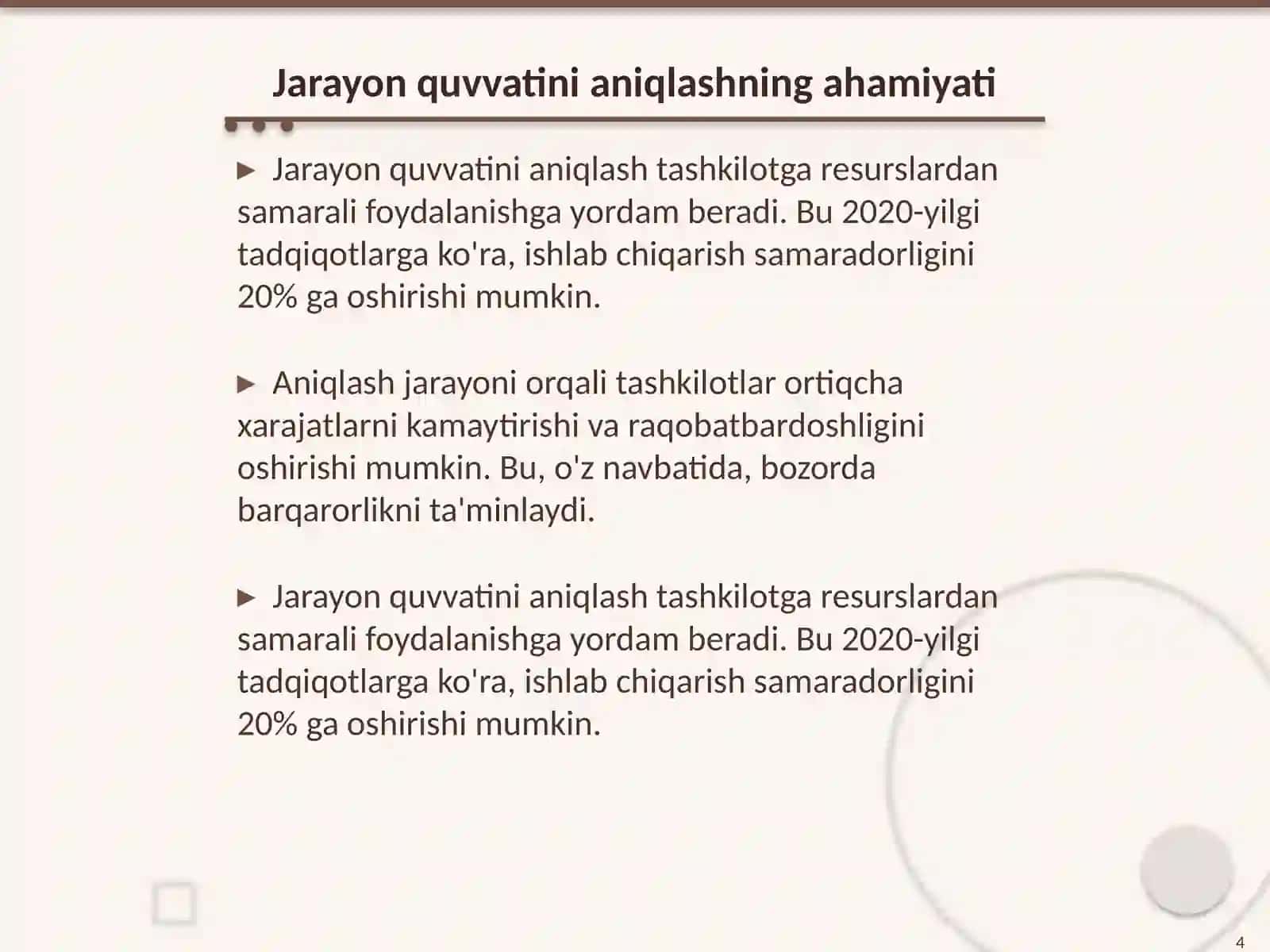 Jarayon quvvatini aniqlash va undan foydalanish 4