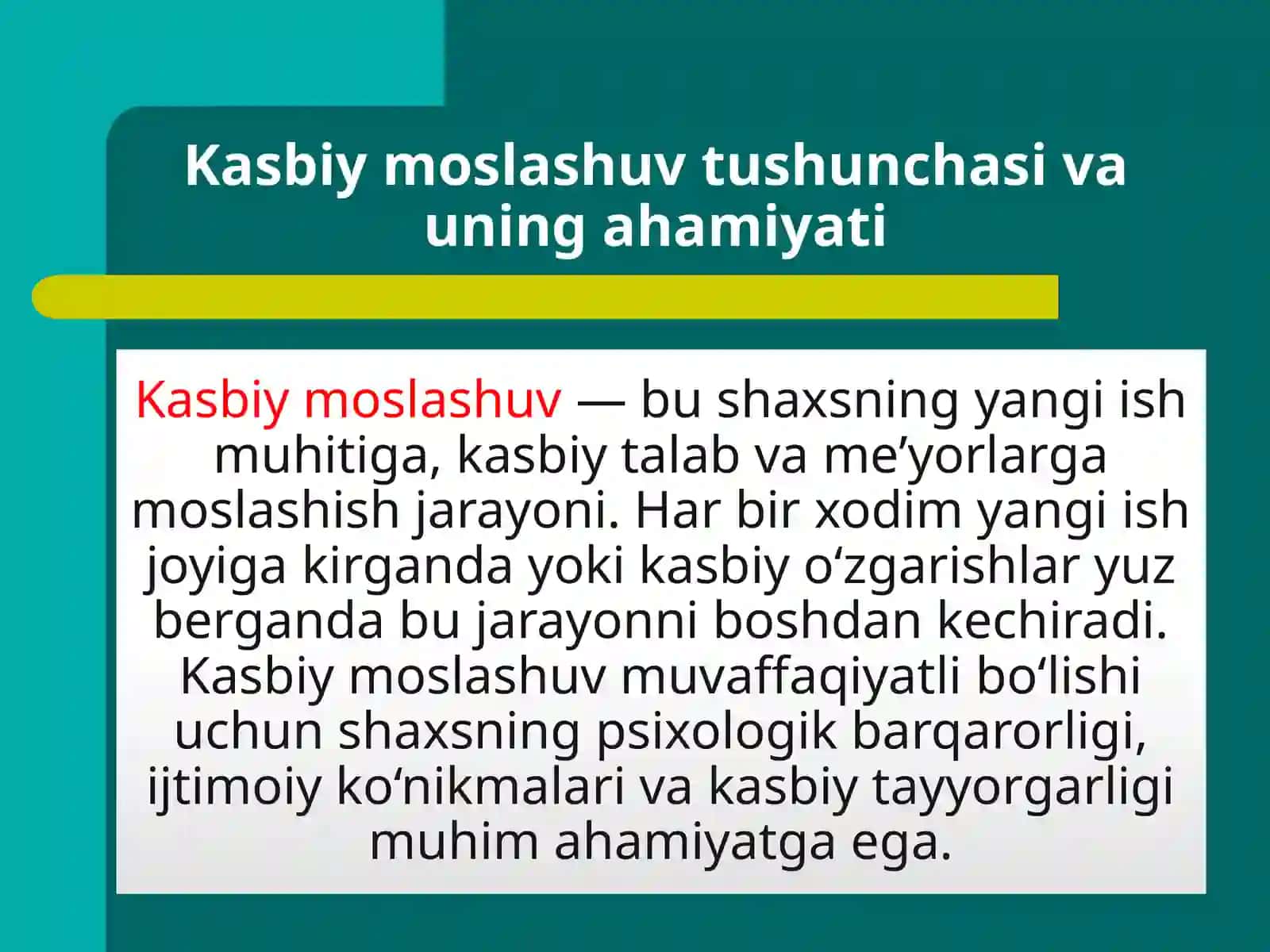 Kasbiymoslashuv va martaba rivojlanishi 4
