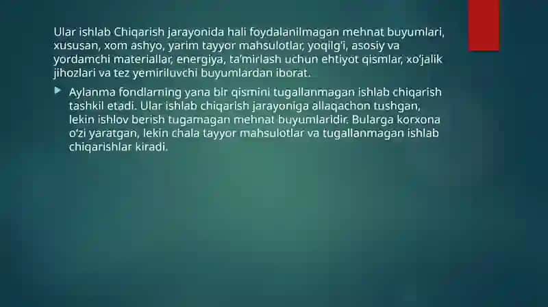 Sanoat ishlab chiqarishning aylanma fondlari va mablaglar 4