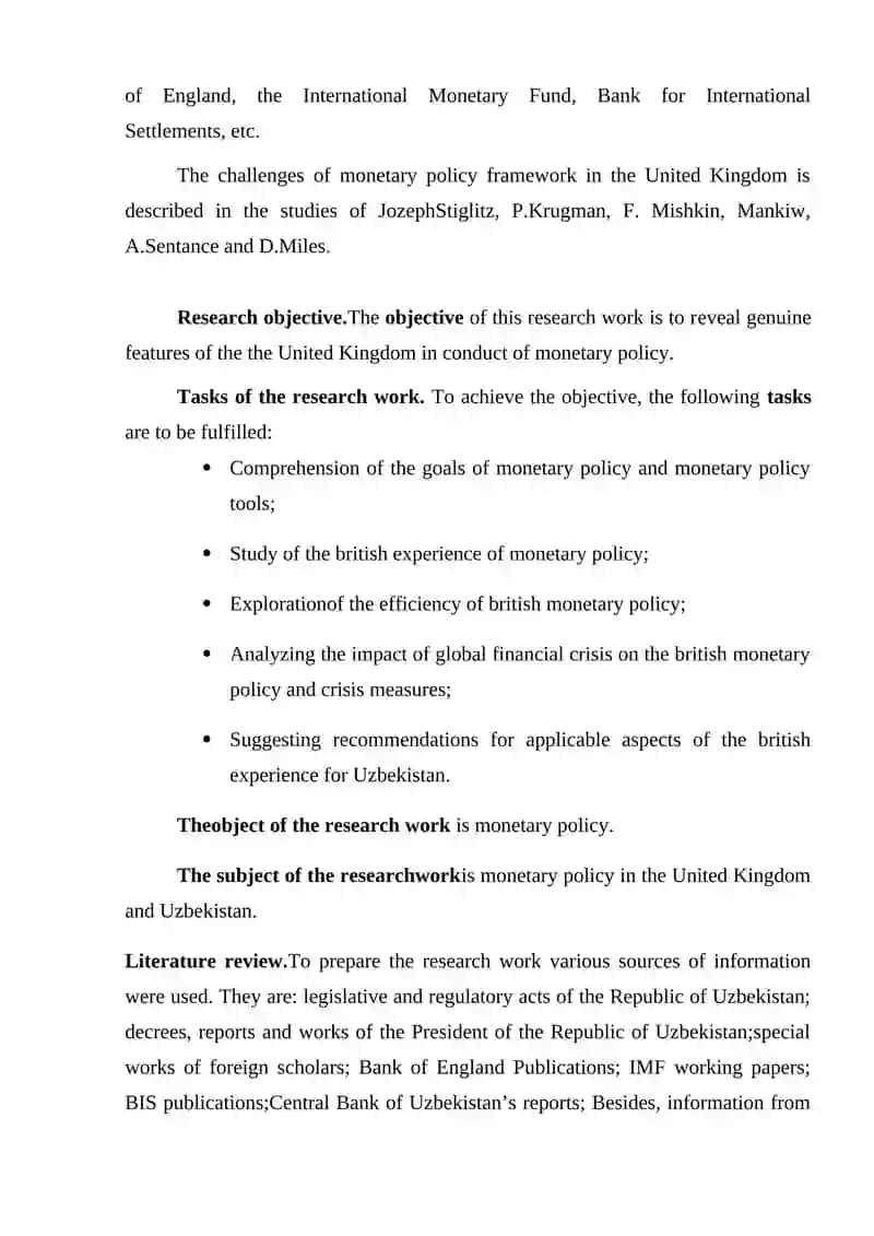 Monetary policy in the United Kingdom and opportunities of its application in Uzbekistan 4