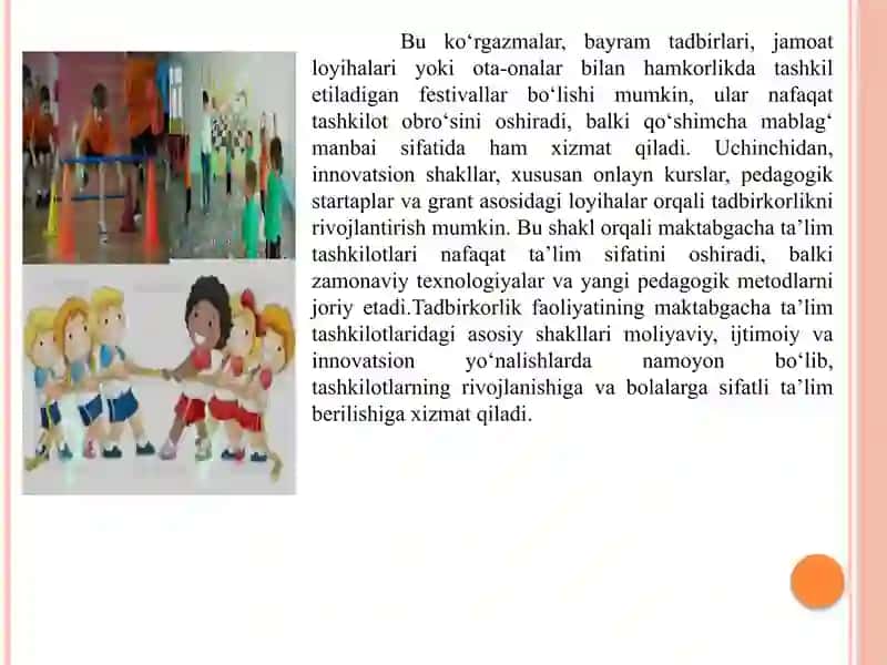 Tadbirkorlik faoliyati maktabgacha ta’lim tashkilotlarida 4