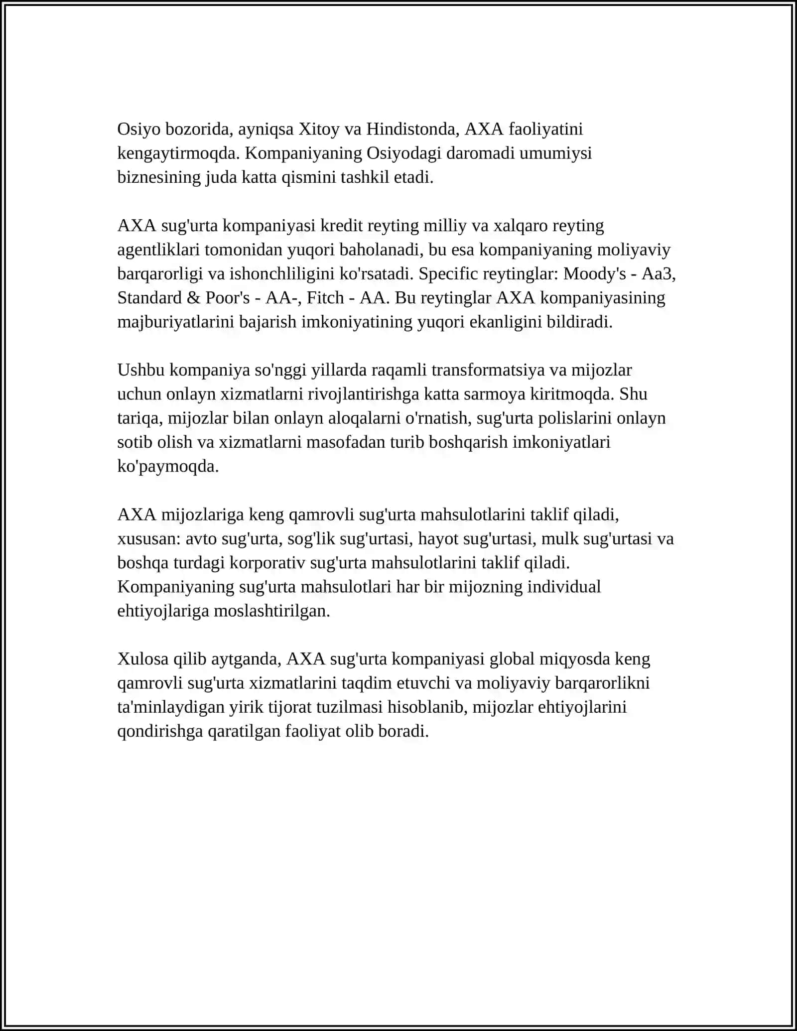 AXA sug'urta kompaniyasi 4