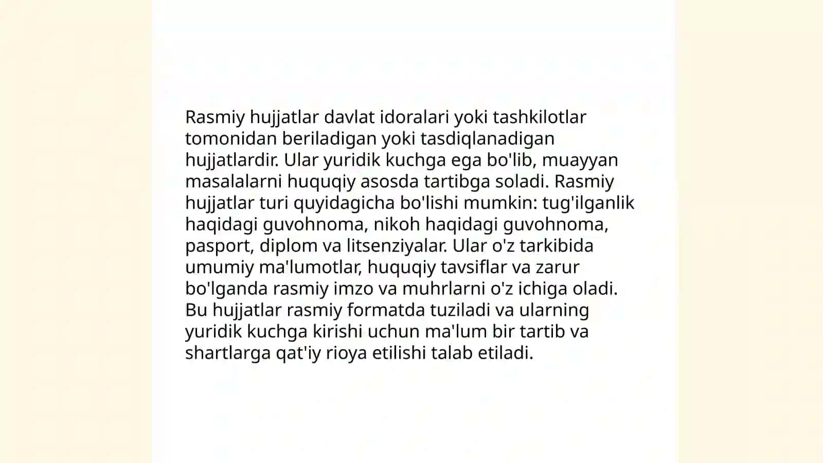 Hujjat turlari va xususiyatlar 4
