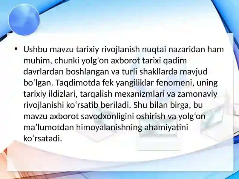 Fek yangiliklar fenomeni tarix va taraqiyot 4