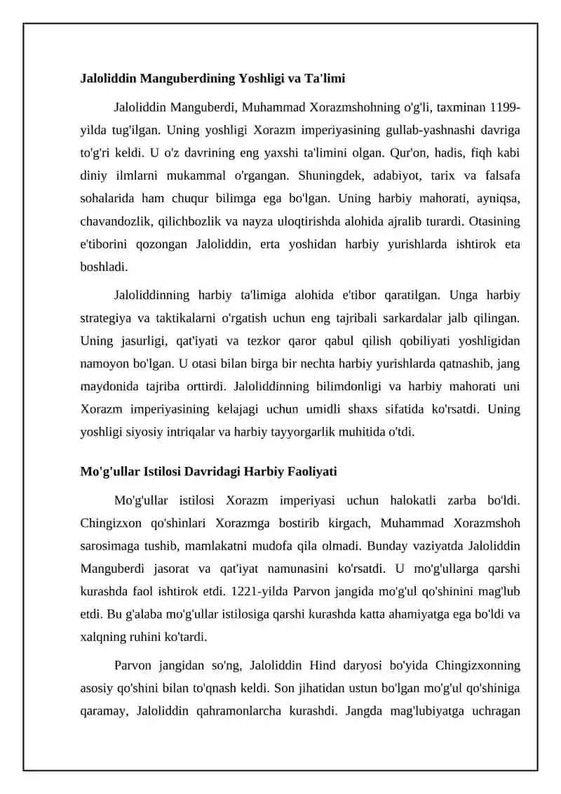 Jaloliddin Manguberdi: Hayoti va Harbiy Faoliyati 4