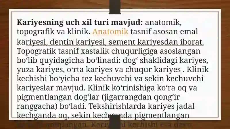 KARIYESNI UMUMIY DAVOLASH 4