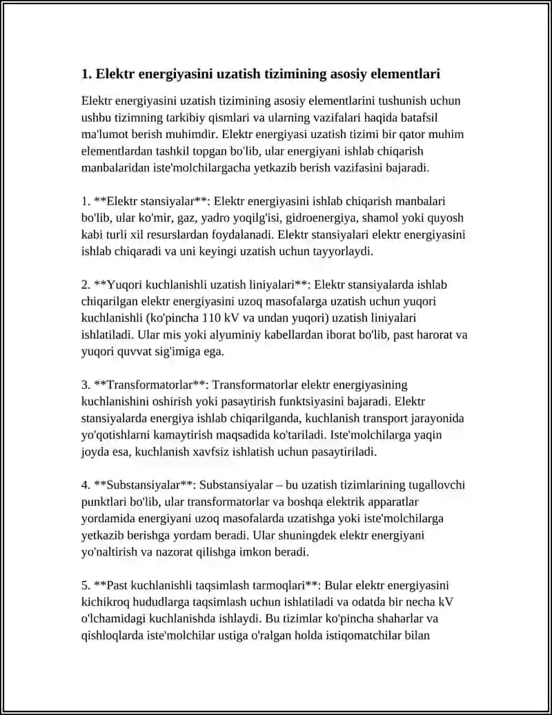 ELEKTR ENERGIYASINI UZATISH VA TAQSIMLASH TIZIMLARI 4