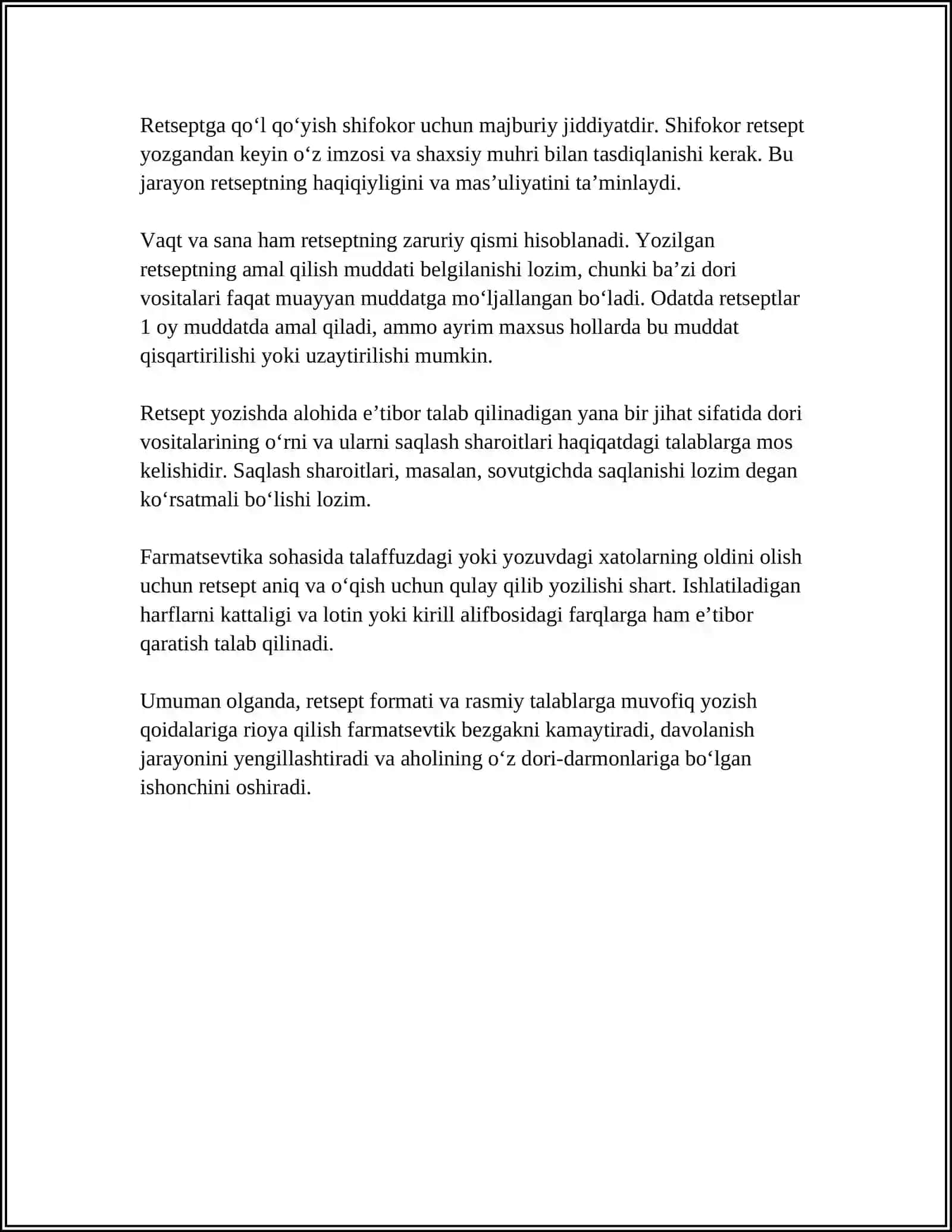 RETSEPTURA RETSEP YOZISH QOIDALARI 4
