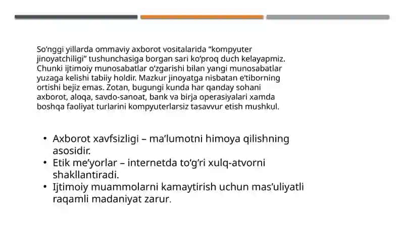 XAVFSIZLIK VA ETIK–IJTIMOIY MUAMMOLAR 4