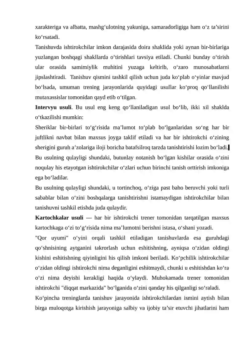 Treningning muhim jihatlari 4