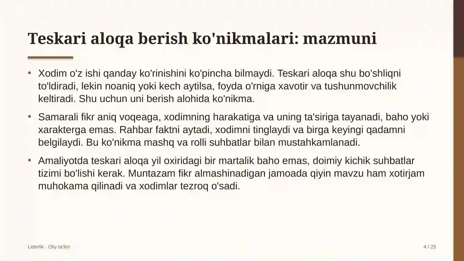 Leaderlik · Oliy ta'lim 4