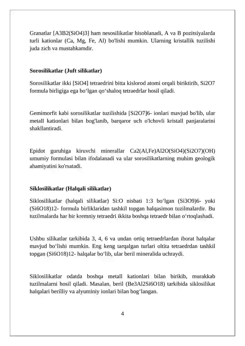 silikatlar strukturalarining turlari 4