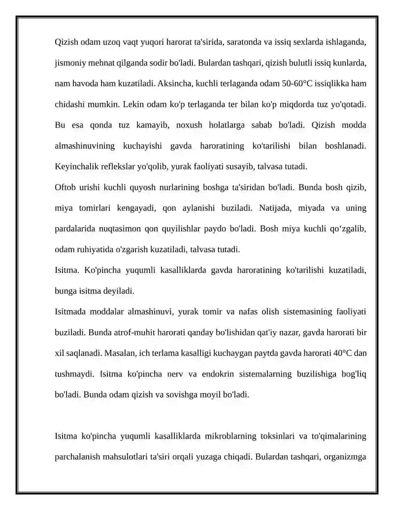 Termometriya. Organizmda issiqlikning idora etilishi 4