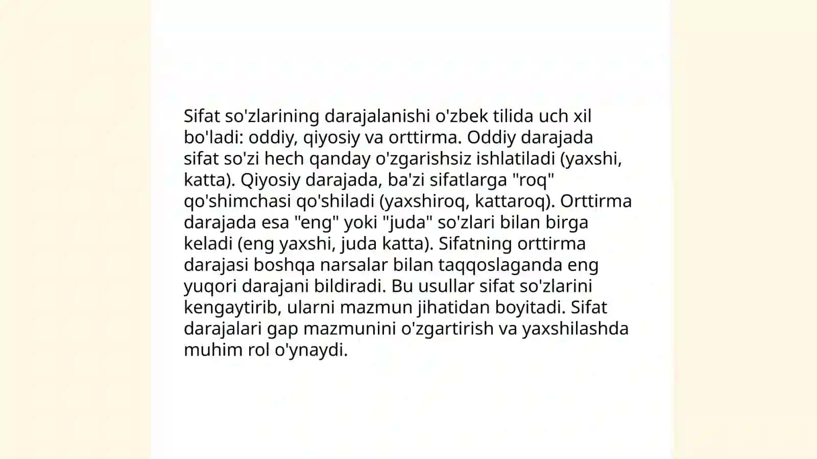 Sifat so'zlarining turlari 4
