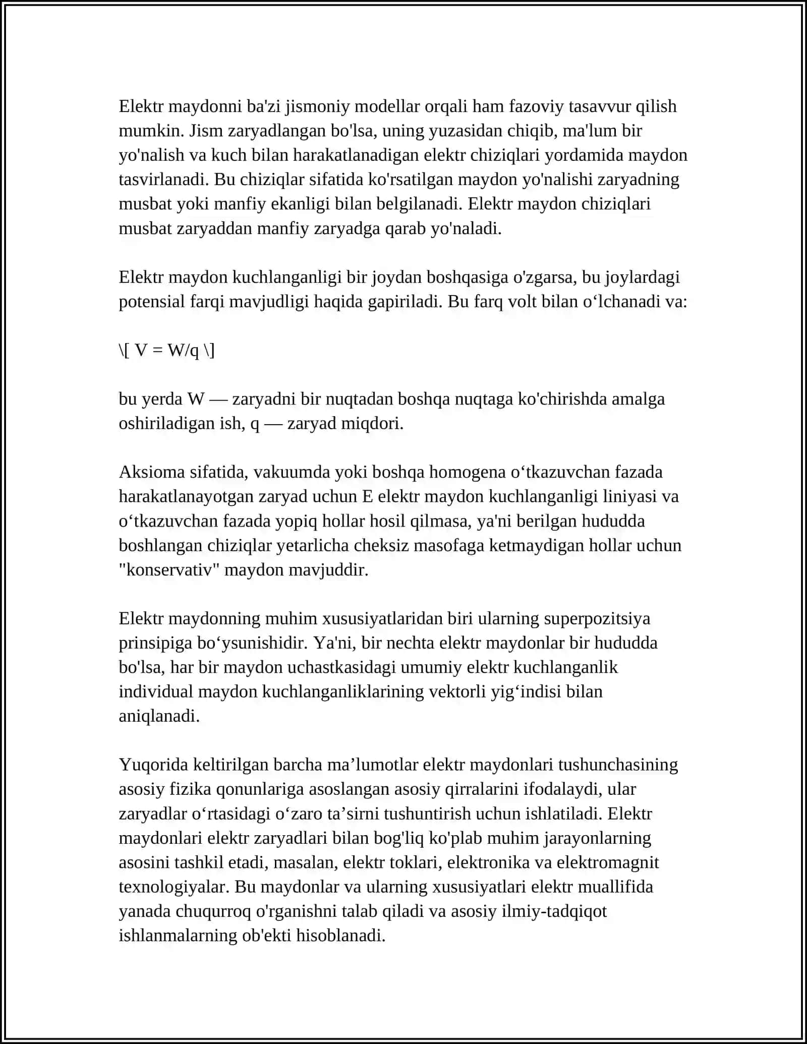 ELEKTR MAYDON HAQIDA 4