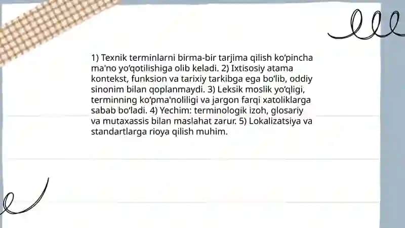 Ixtisoslikka oid matn tarjimasining muammolari 4