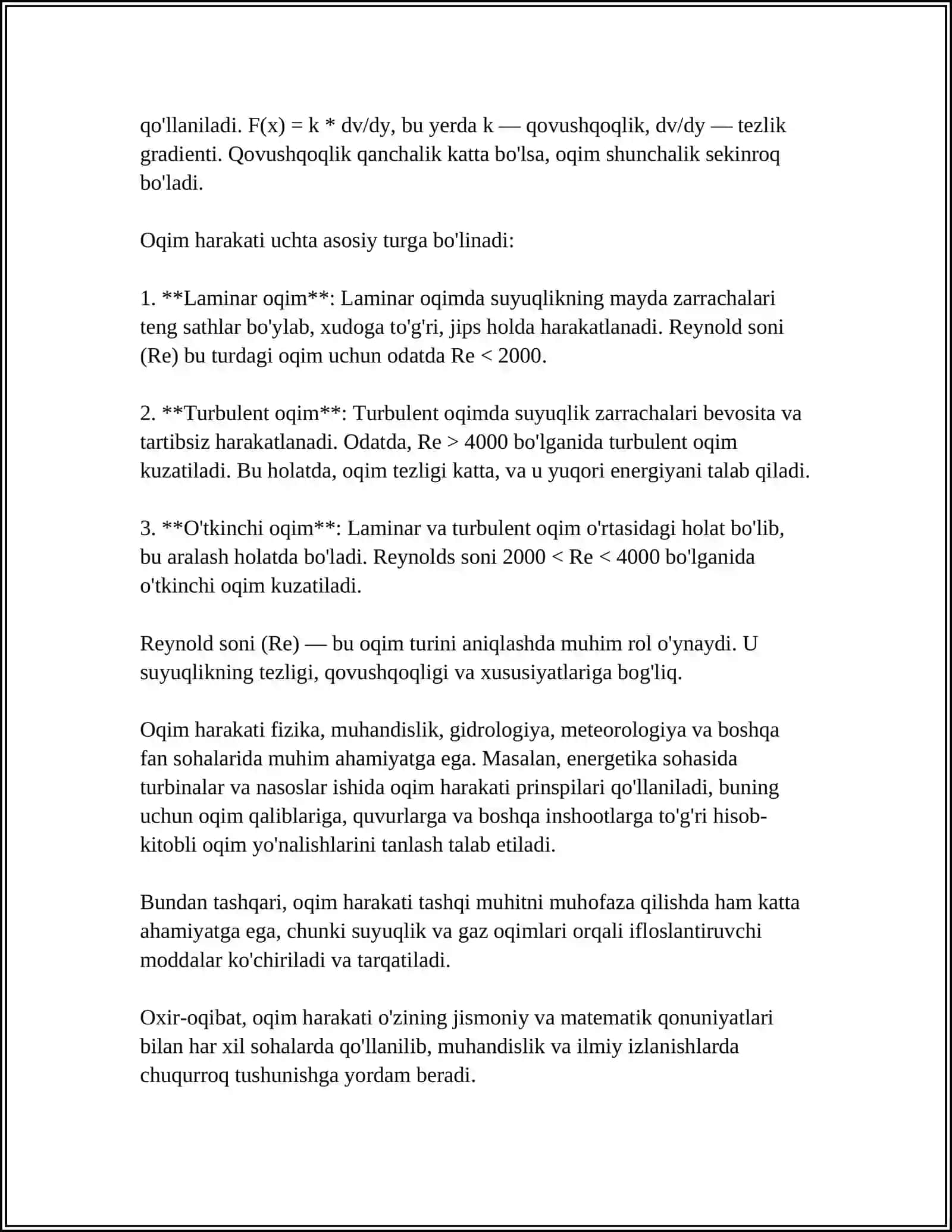 OQIM HARAKATINING REJIMLARI 4