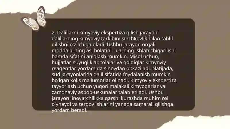 Kriminalistikada kimyoning o‘rni 4