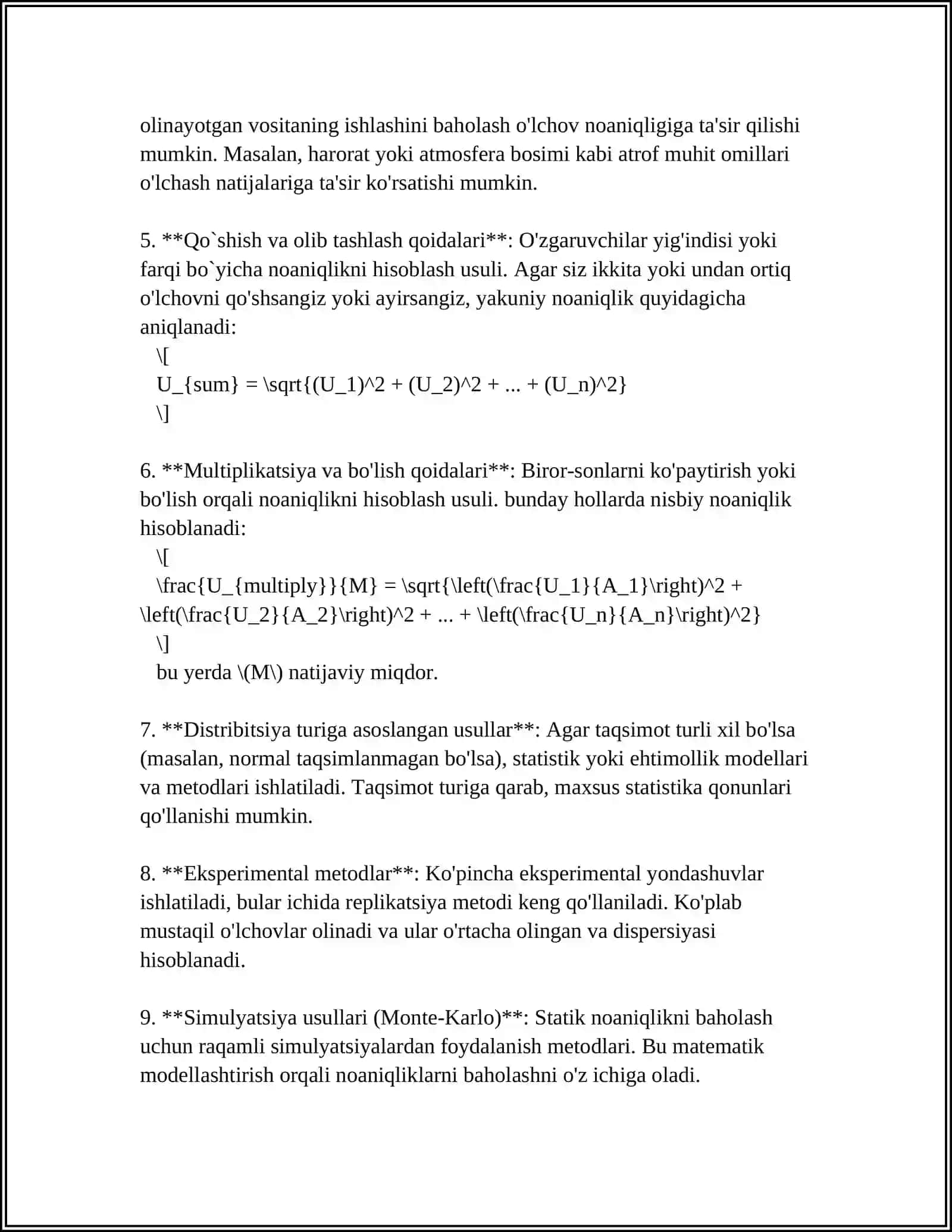 O'lchov noaniqligini baholash 4