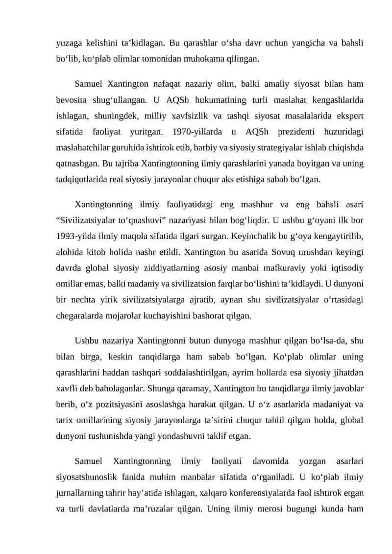 S. Xantingtonning “Sivilizatsiyalar to‘qnashuvi” 4