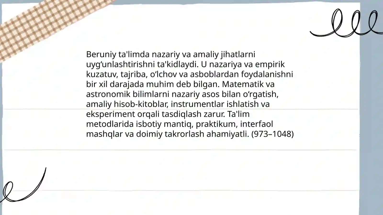 Abu Rayxon Beruniyning ta'lim tarbiya qarashlari 4