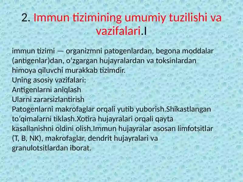 Immuntizimining markaziy va periferika ’zolari 4