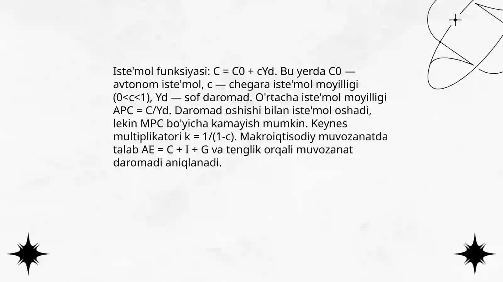 Keynsning makroiqtisodiy muvozanat modeli 4