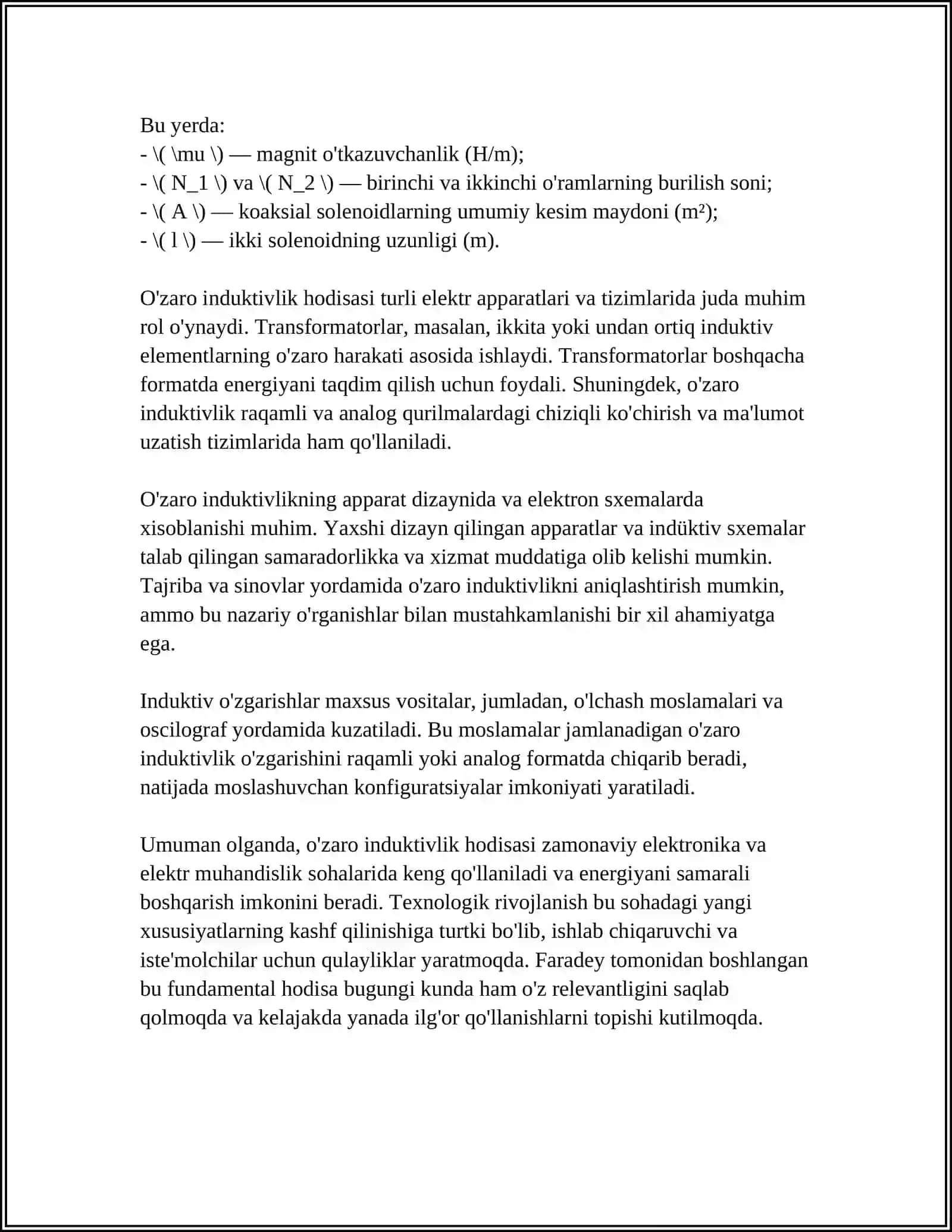 ELEKTRMEXANIKADA O'ZARO INDUKTIVLIK 4