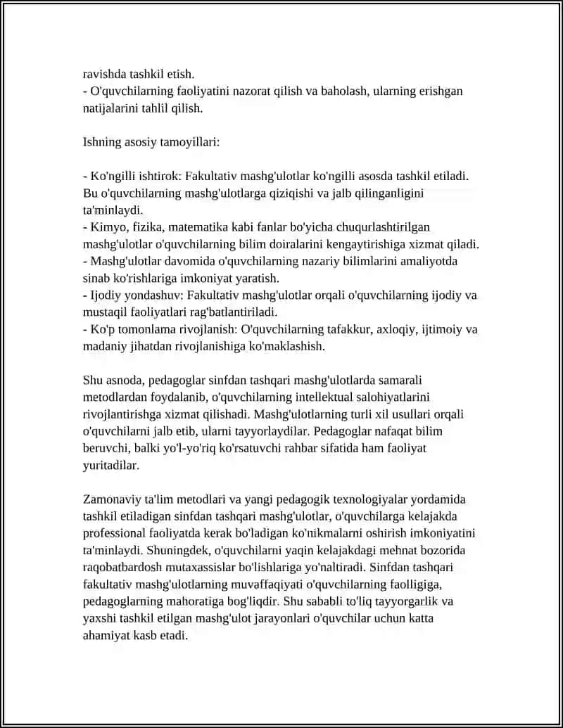 Sinfdan tashqari fakultativ mashgulot tashkil qilish va oʼtqazish metodikasi 4